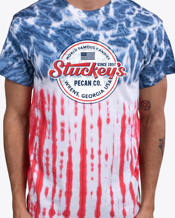Stuckey's® Made in the USA Tie-Dye Tee | Officially Licensed Patriotic Graphic Shirt