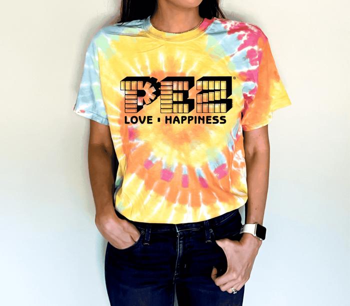 PEZ® Tie-Dye Tee | Love & Happiness – Vintage Candy Unisex Graphic T-Shirt