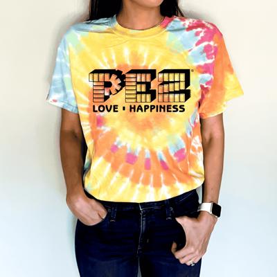 PEZ® Tie-Dye Tee | Love & Happiness – Vintage Candy Unisex Graphic T-Shirt