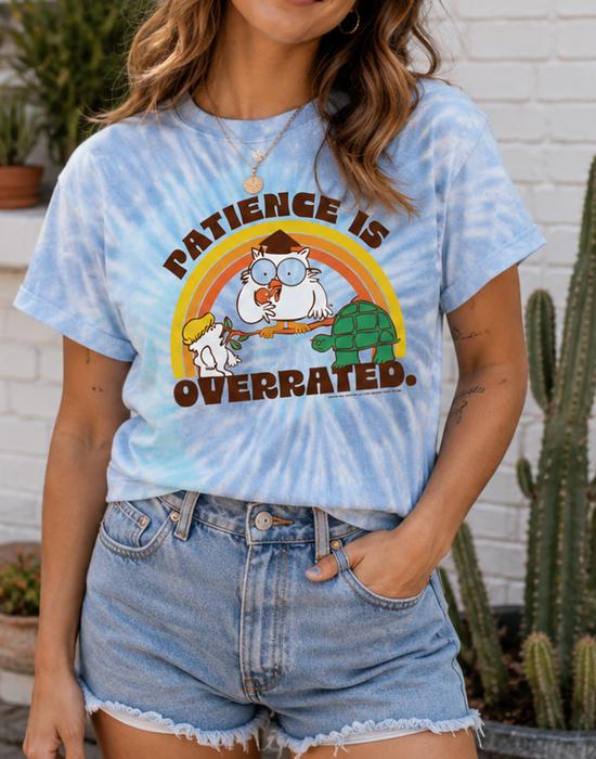 Tootsie Pop® Patience is Overrated Tee | Officially-Licensed, Vintage-Inspired MR. OWL® Tie-Dye Apparel | Funny Retro Candy Graphic T-Shirt