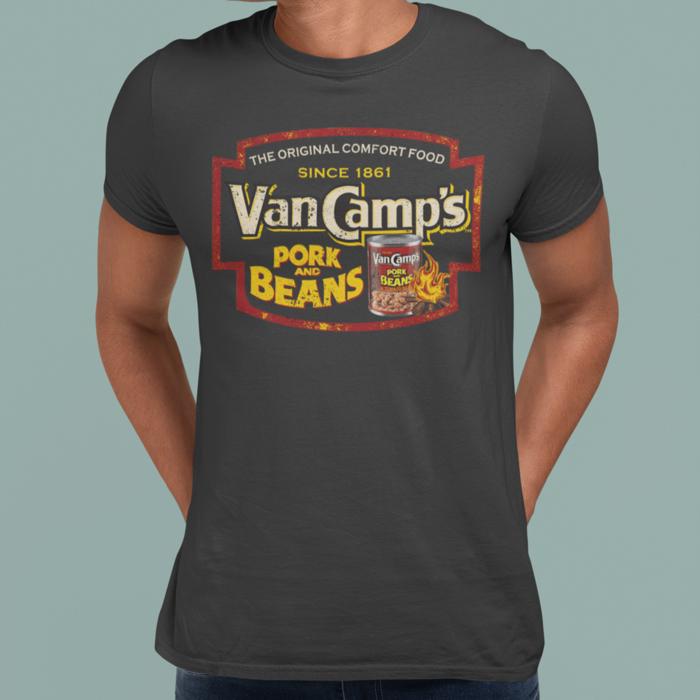 Official VanCamp’s™ Pork and Beans T-Shirt – Retro Comfort Food Tee | Vintage Americana Apparel
