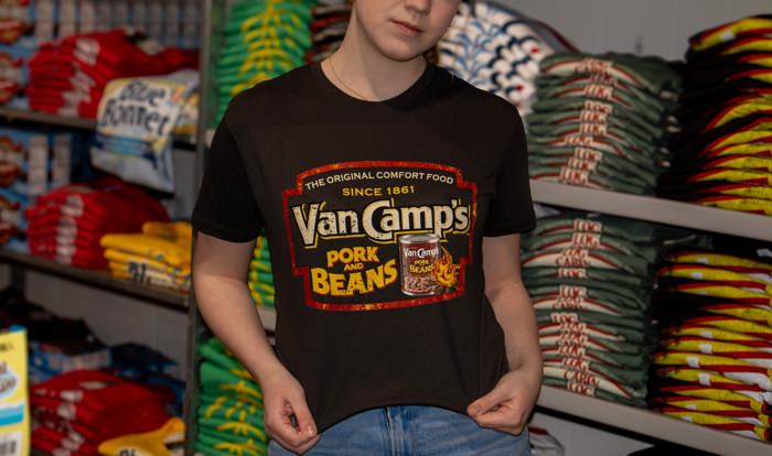Official VanCamp’s™ Pork and Beans T-Shirt – Retro Comfort Food Tee | Vintage Americana Apparel