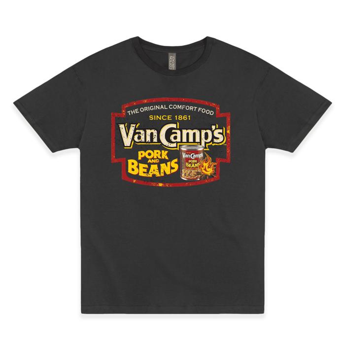 Official VanCamp’s™ Pork and Beans T-Shirt – Retro Comfort Food Tee | Vintage Americana Apparel