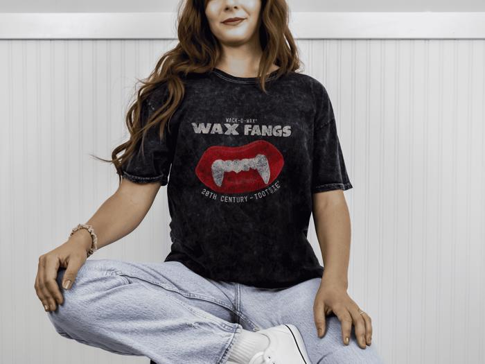 Wack-O-Wax® FANGS Black Mineral Wash Tee – Vintage Unisex Graphic T-Shirt