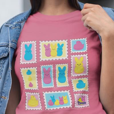 PEEPS® Stamps Tee | Marshmallow Vintage T-Shirt – Retro Easter Graphic Tee | Officially Licensed Spring Nostalgia Shirt