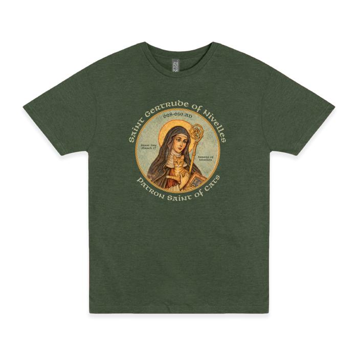 Saint Gertrude Patron Saint of Cats Graphic Tee