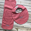 Melon Pink Personalized Boutique Bib & Burp Cloth Set