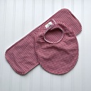 Red Check Personalized Boutique Bib & Burp Cloth Set