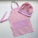 Light Pink Gingham Little Chef Apron & Hat Set 