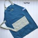 Teal Plaid Kids Personalized Aprons - Preschool though Big Kid sizes