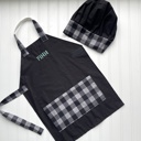 Grey Buffalo Plaid Little Chef Apron & Hat Set 