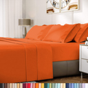 Autumn Orange California King Hotel Luxury 2000 Series 6-Piece Rayon from Bamboo Cooling Bed Sheet Set