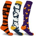 Style 2 S-M Men's & Womenswear Knee High Compression Halloween Spooky Socks | 3-Pairs