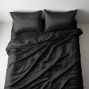 Black Full/Double 4-Piece Soft & Silk feel Satin Sheet Set with 2 Pillowcases
