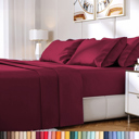 Burgundy California King Hotel Luxury 2000 Series 6-Piece Rayon from Bamboo Cooling Bed Sheet Set