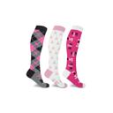 Multicolored S-M 3-Pair Knee High Breast Cancer Awareness Compression Socks Unisex | 2 Styles