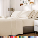 Cream California King Hotel Luxury 2000 Series 6-Piece Rayon from Bamboo Cooling Bed Sheet Set