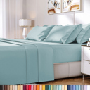 Light Teal California King Hotel Luxury 2000 Series 6-Piece Rayon from Bamboo Cooling Bed Sheet Set