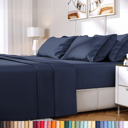 Navy California King Hotel Luxury 2000 Series 6-Piece Rayon from Bamboo Cooling Bed Sheet Set