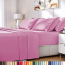 Light Pink California King Hotel Luxury 2000 Series 6-Piece Rayon from Bamboo Cooling Bed Sheet Set