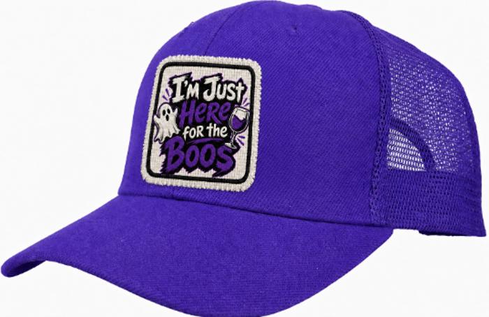 Halloween I'M JUST HERE FOR THE BOOS Patch Trucker Hat