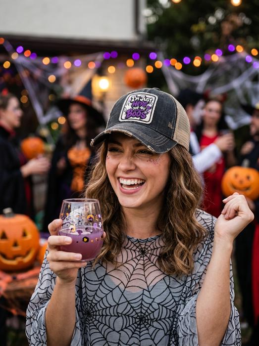 Halloween I'M JUST HERE FOR THE BOOS Patch Trucker Hat