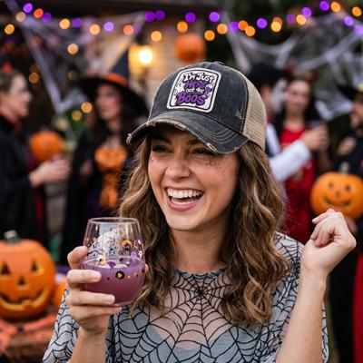 Halloween I'M JUST HERE FOR THE BOOS Patch Trucker Hat