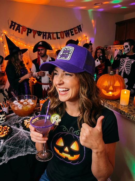 Halloween I'M JUST HERE FOR THE BOOS Patch Trucker Hat