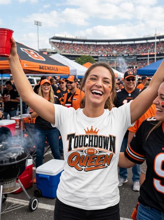 Touchdown Queen T-SHIRT Football Season Tailgate Time