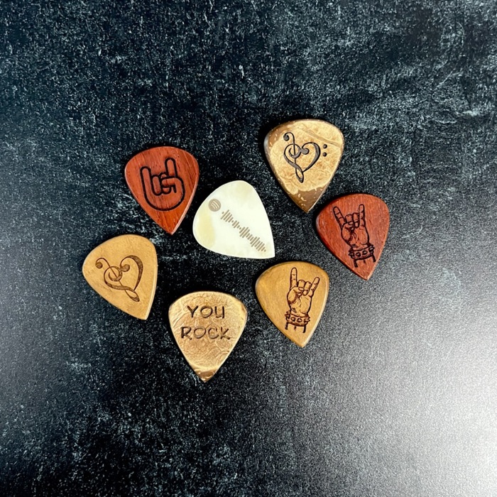 Custom Engraved Guitar Pick with Wooden Magnetic Box: Personalized Keepsake Gift for Music Lovers