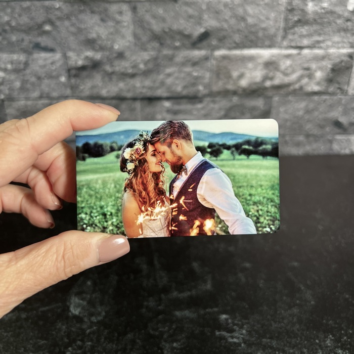 Personalized Color Photo and Text Metal Wallet Insert Card | Thoughtful Keepsake Gift for Him