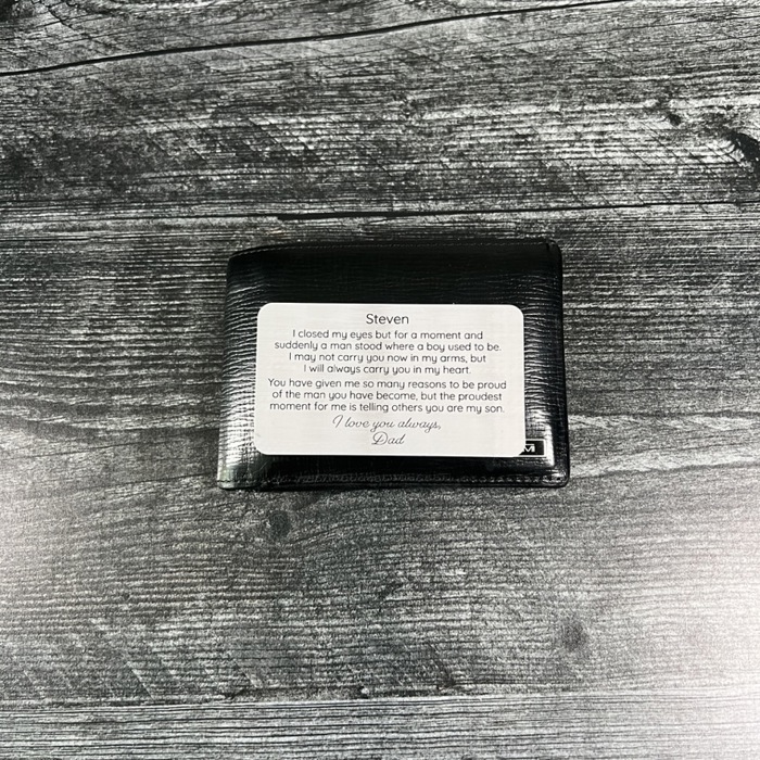 Personalized Wallet Insert for Son, Choice of 2 Colors, Back to School