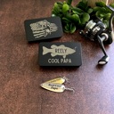 PAPA Personalized Fishing Lure Gift Set with Bass Flag Engraved Tin