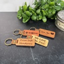  Custom Engraved Wood Keychains in Four Colors | Personalized Unisex Gift for All Ages