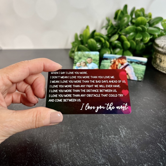 Love You Most Color Wallet Card with Photo on Back | Keepsake Gift for Him