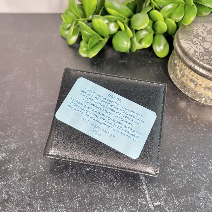 Personalized Wallet Card for Son with Photo on One Side | Choice of 2 Colors | Gift for Him