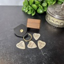  Custom Heart-Shaped Bone Guitar Pick Gift Set with Keychain or Wood Box