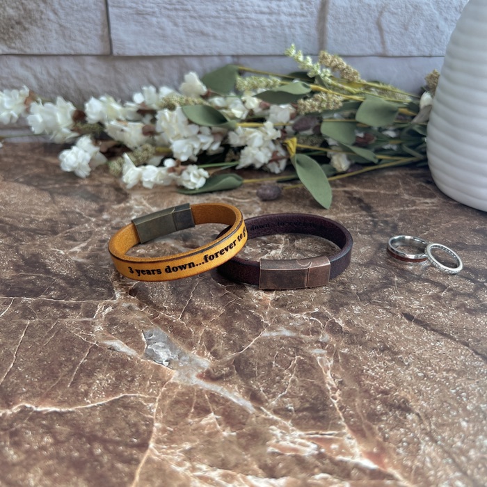 Premium Leather Customized Cuff Bracelet | Personalized Gift for Him or Her 