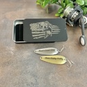 BASS FLAG Fishing Gift Set for Dad; Father's Day Set of Two Fishing Lures in Metal Tin