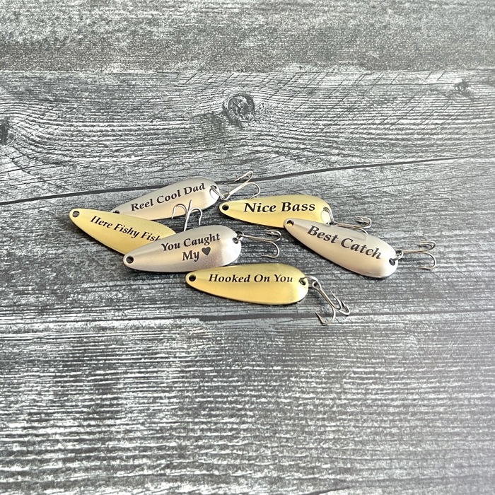 Graduation Fishing Lures Gift | Set of Two Custom Lures in Black Bass Flag Engraved Tin