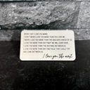  Love You Most Engraved Metal Wallet Insert | 8 Color Options | Keepsake Gift for Him