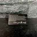  Love You Most Engraved Metal Wallet Insert | 8 Color Options | Keepsake Gift for Him