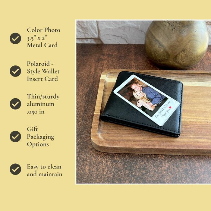 Metal Polaroid Wallet Card with Custom Message | Cute Gift for Him