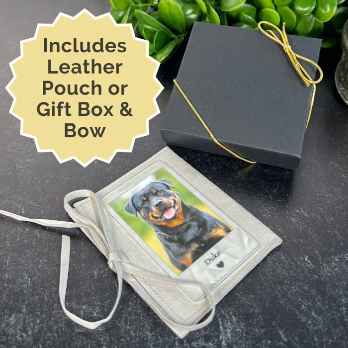 Polaroid Metal Wallet Card with Custom Message and Leather Gift Pouch or Gift Box | Gift for Him