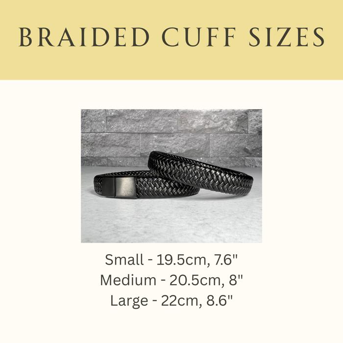 Unisex Stainless Steel Black PU Leather Braided Bracelet