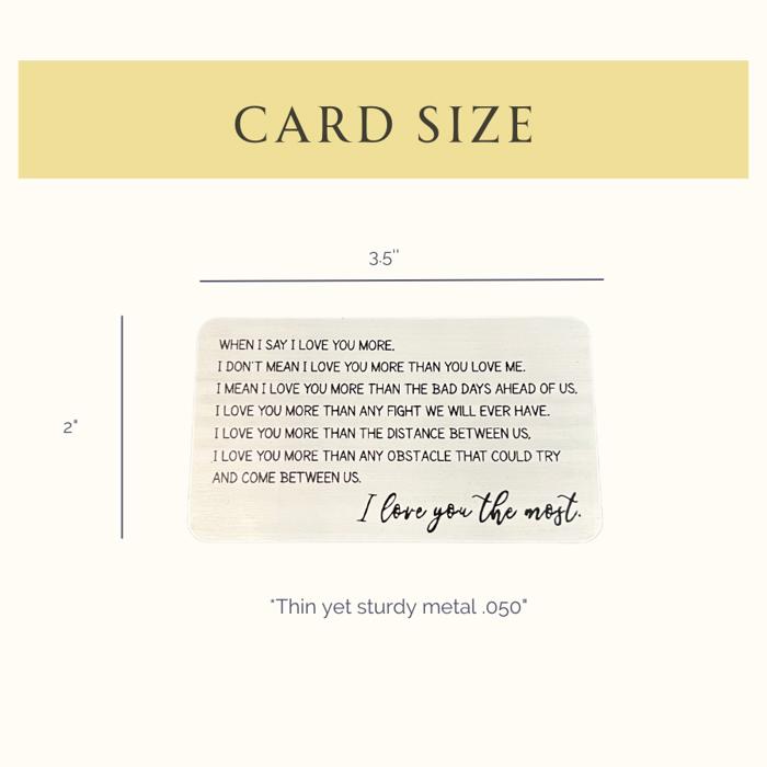 Text Engraved Metal Wallet Card | Custom Encouragement Insert Card | Personalized Gift for Him or Her