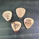  Custom Guitar Pick Gift Set; Bone Pick on a Leather Keychain Pouch with Additional Custom Pick in Pouch