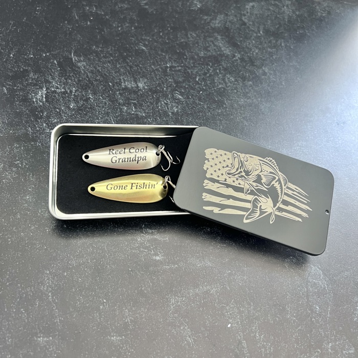 Gift Set for Grandpa From Grandkids, Reel Cool Grandpa and Gone Fishin' Engraved Lures