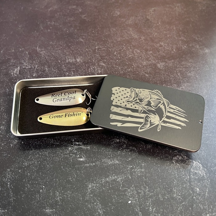 Gift Set for Grandpa From Grandkids, Reel Cool Grandpa and Gone Fishin' Engraved Lures