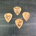  Custom Guitar Pick Gift Set; Bone Pick on a Leather Keychain Pouch with Additional Custom Pick in Pouch